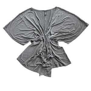 Made By Johnny Womens Sz XXL Gray Short Dolman Sleeve Modal Open Kimono Cardigan